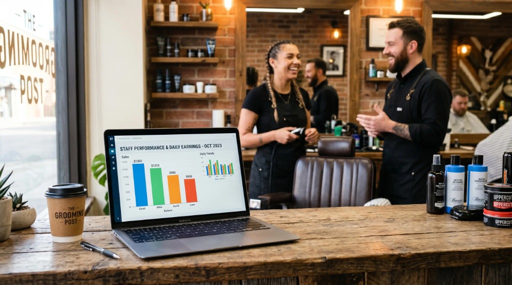 Liquidación de comisiones de barbería de forma automática en una pantalla de computador